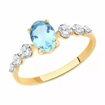 Кольцо из золота с топазом и фианитами