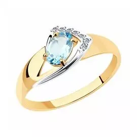 Кольцо из золота с топазом и фианитами