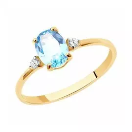 Кольцо из золота с топазом и фианитами