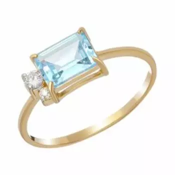 Золотое кольцо с топазом и фианитами