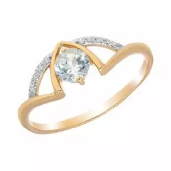 Золотое кольцо с топазом и фианитами