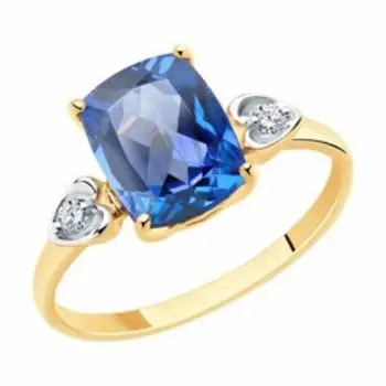 Золотое кольцо с топазом и фианитами Swarovski