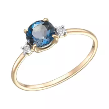 Золотое кольцо с топазом Лондон бриллиантами