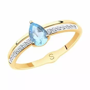 Золотое кольцо с топазом swiss