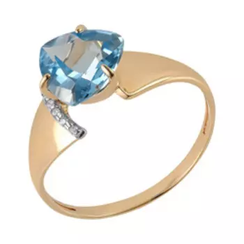 Золотое кольцо с топазом Swiss и фианитами