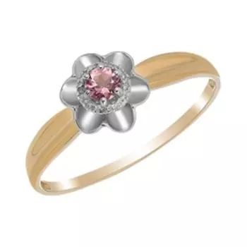 Золотое кольцо с турмалином и бриллиантами