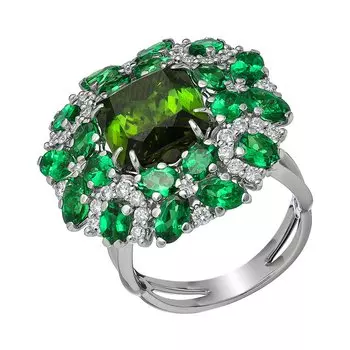 Золотое кольцо с турмалином и бриллиантами