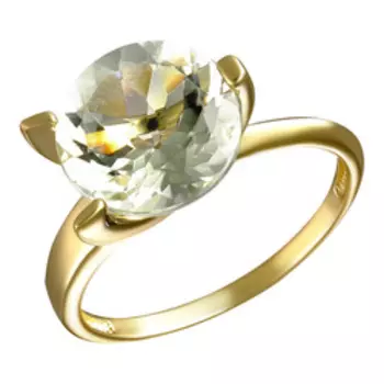 Золотое кольцо с зеленым аметистом