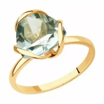 Золотое кольцо с зеленым аметистом