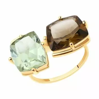 Золотое кольцо с зеленым аметистом