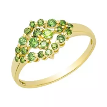 Золотое кольцо с зелеными бриллиантами