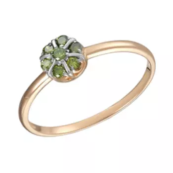 Золотое кольцо с зелеными бриллиантами