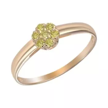 Золотое кольцо с желтыми бриллиантами "Цветок"