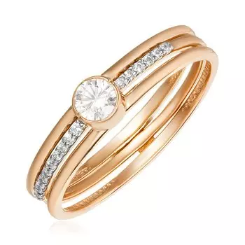 Золотое кольцо-трансформер 3-в-1 с цирконием