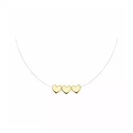 Золотое колье на леске "Сердечки"