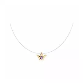 Золотое колье с аметистом на леске "Корона"