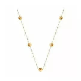 Золотое колье с бусинами плетение "Якорное"