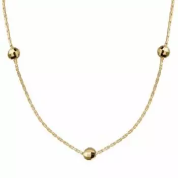 Золотое колье с бусинами плетение "Якорное сколоченное"