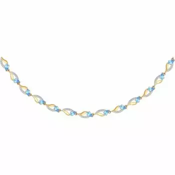 Золотое колье с топазами и фианитами