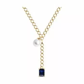 Золотое колье с жемчугом и корундом