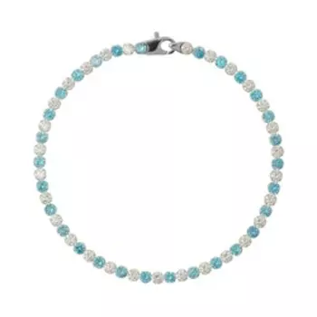 Золотой браслет с бесцветными и голубыми фианитами