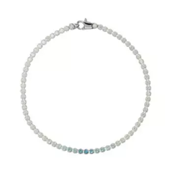 Золотой браслет с бесцветными и голубыми фианитами