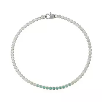 Золотой браслет с бесцветными и зелеными фианитами