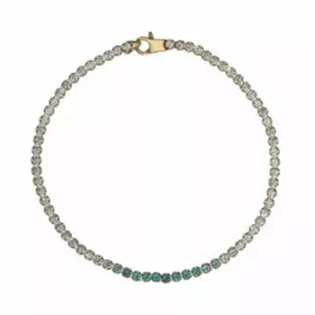 Золотой браслет с зелеными и бесцветными фианитами