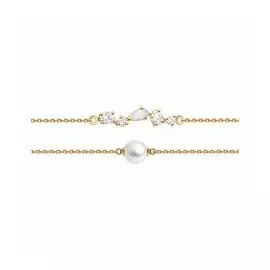 Золотой браслет с жемчугом и фианитами