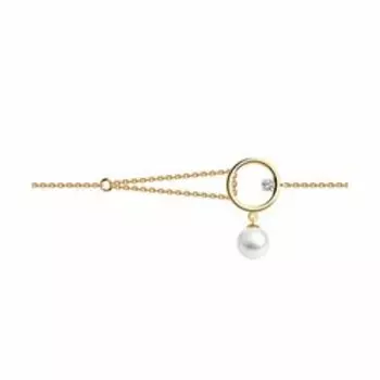 Золотой браслет с жемчугом и фианитом