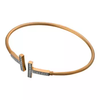 Золотой незамкнутый браслет с фианитами