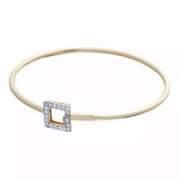 Золотой жесткий браслет с фианитами