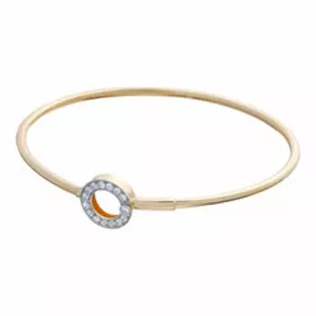 Золотой жесткий браслет с фианитами