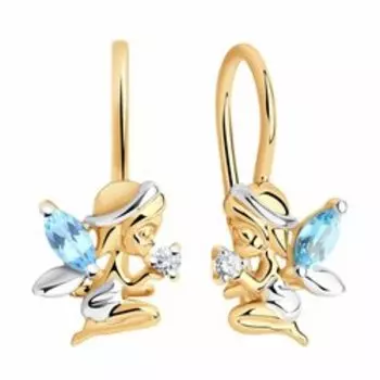 Серьги из золота с топазами и фианитами