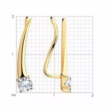 Золотые серьги-каффы с фианитами