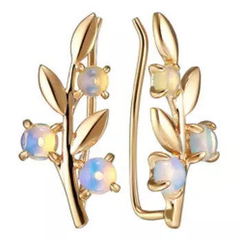 Золотые серьги-каффы с опалами