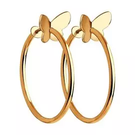 Золотые серьги-конго "Бабочки"