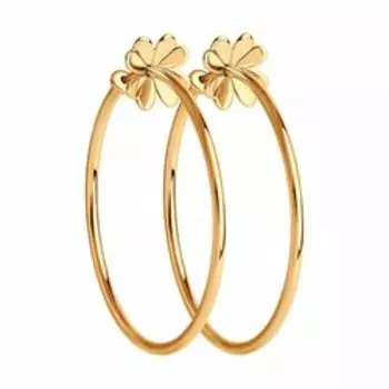 Золотые серьги-конго "Цветы"