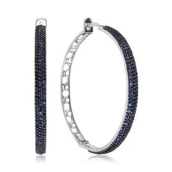 Золотые серьги-конго из белого золота с сапфирами