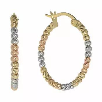 Золотые серьги-конго с алмазной обработкой