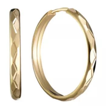 Золотые серьги-конго с алмазной обработкой