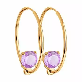 Золотые серьги-конго с аметистами