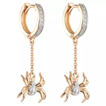 Золотые серьги-конго с бриллиантами "Пауки"