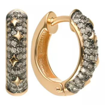 Золотые серьги-конго с бриллиантами "Звездочки"