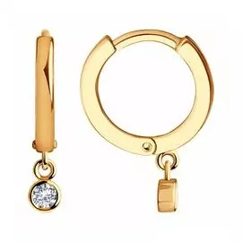 Золотые серьги-конго с фианитами