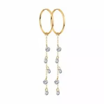 Золотые серьги-конго с фианитами