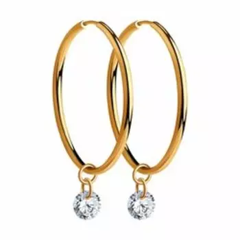 Золотые серьги-конго с фианитами