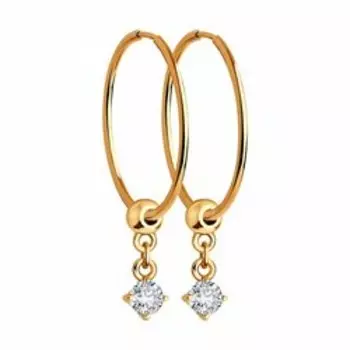 Золотые серьги-конго с фианитами Swarovski