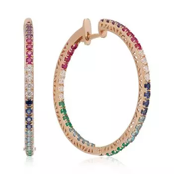 Золотые серьги-конго с самоцветами