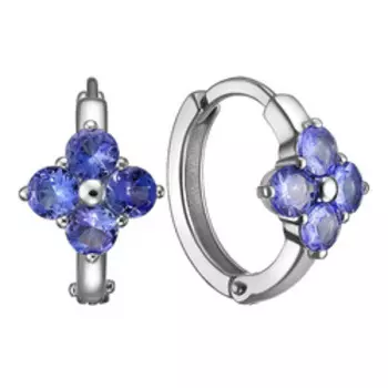 Золотые серьги-конго с танзанитами